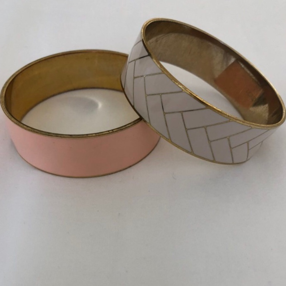 J. Crew Bangles, 2 bangles, Creme Chevron & Blush